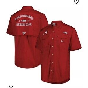 Columbia PFG Mens Alabama Crimson Tide Embroidered Vented Button Down Shirt XL